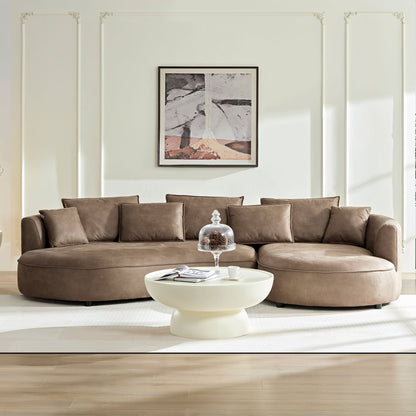 Modern Curved Sectional Sofa and the Wood Frame