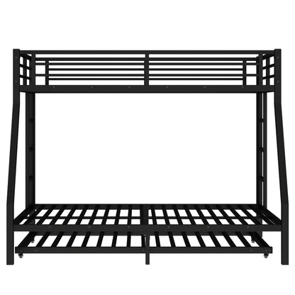 Twin over full metal bunk bed with twin trundle, black finish, HouseOfZazla on Tampa Home & Garden Store