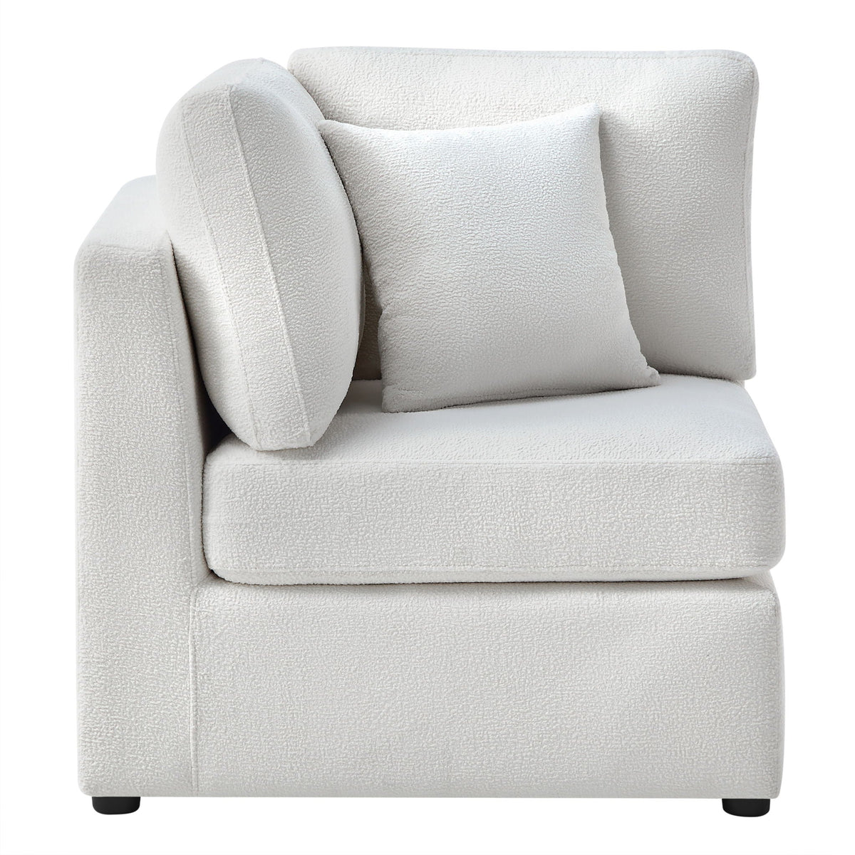 Corner wedge chair beige gray boucle with reversible cushions by HouseOfZazla on Tampa Home & Garden Store