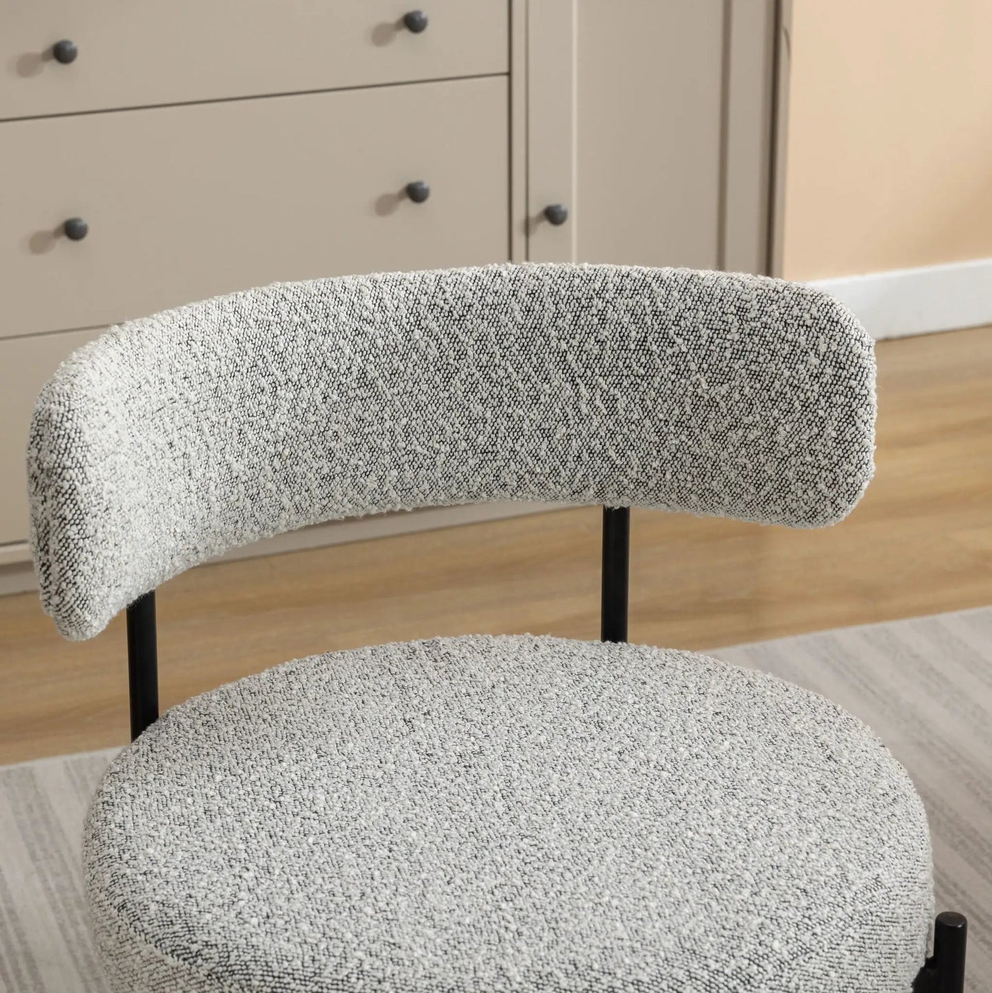 Burbank boucle dining chairs set of 2 black/white fabric by Unique Piece Furniture on Tampa Home & Garden Store