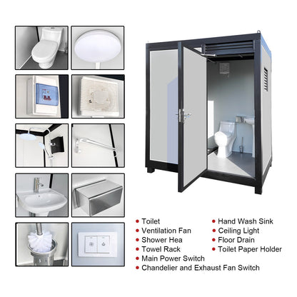 Portable Toilet Unit with Sink Shower and Fan
