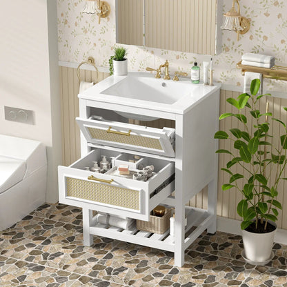 Modern Vanity With Integrated Sink and Cabinet