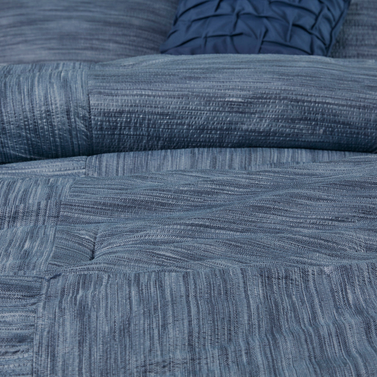 Navy Printed Seersucker Comforter and Sheet Set