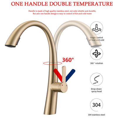 Single Handle And Stainless Steel Kitchen Faucet