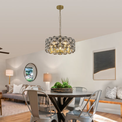 Chandelier 19-inch geometric crystal and black gold round pendant by HouseOfZazla on Tampa Home & Garden Store