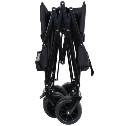 3-in-1 Convertible Folding Wagon Cart with Bench Seat & Storage, black wagon HouseOfZazla on Tampa Home & Garden Store