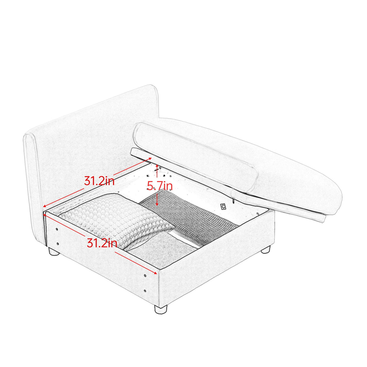 Modern Sofa with Storage and Cylindrical Backrest