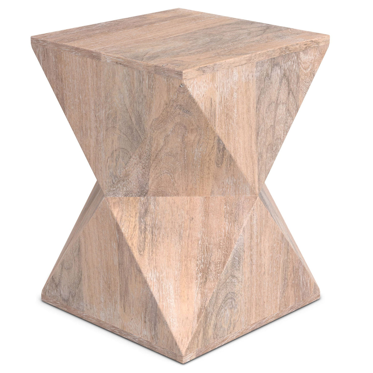 Natural mango wood side table with modern geometric design by HouseOfZazla on Tampa Home & Garden Store