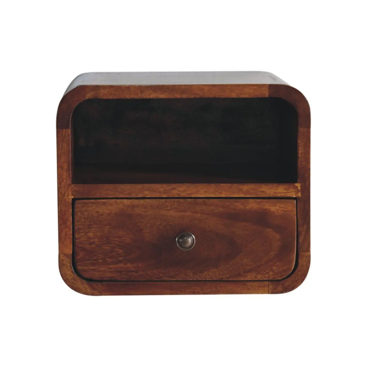 Curved Upper Slot Floating Nightstand with Drawer