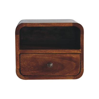 Curved Upper Slot Floating Nightstand with Drawer