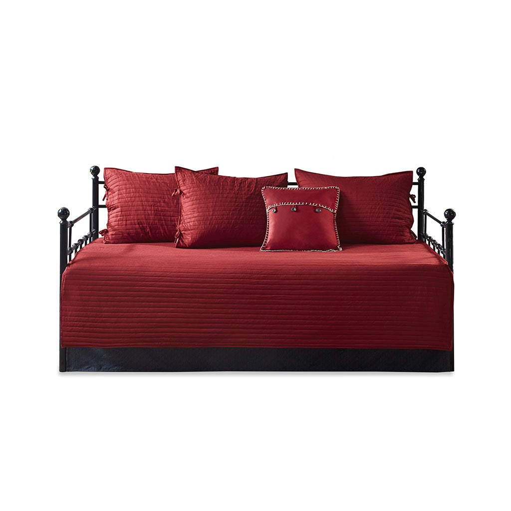 6 Piece Reversible Plaid Daybed Cover Set red by HouseOfZazla on black metal daybed on Tampa Home & Garden Store