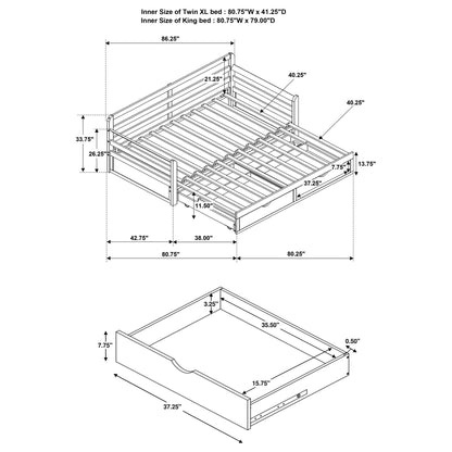 Twin Daybed With Trundle and Storage Drawers Gray