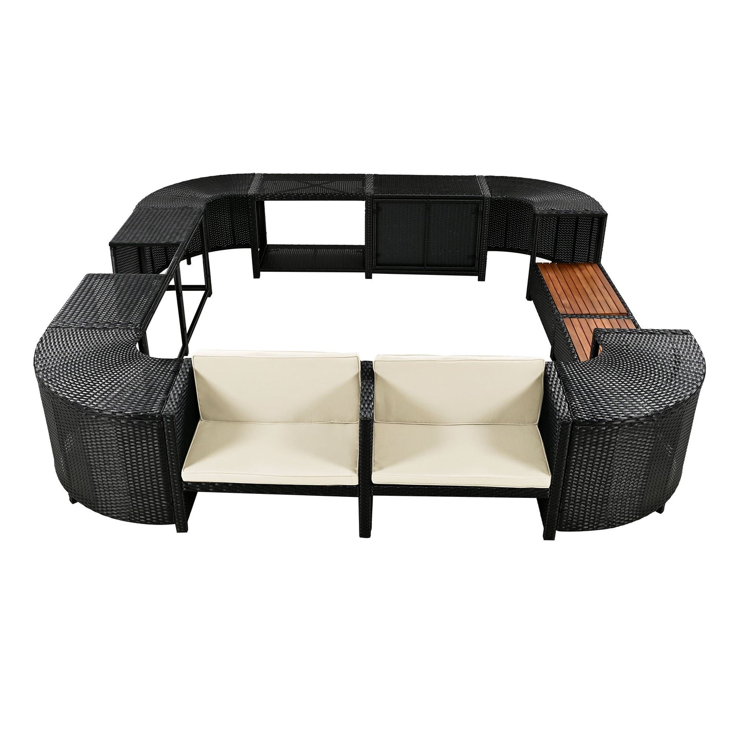 Outdoor Rattan Spa Frame and Modular Storage Seat