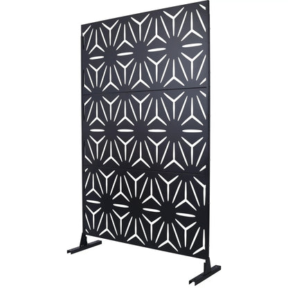 Outdoor & Indoor Metal Privacy Screen freestanding panels black with white cutouts Unique Piece on Tampa Home & Garden Store