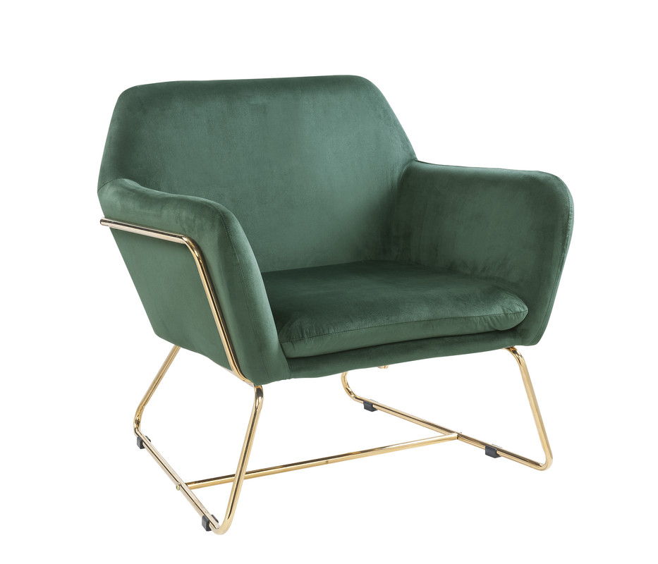 Keira Accent Chair with emerald green velvet upholstery and gold metal base HouseOfZazla on Tampa Home & Garden Store