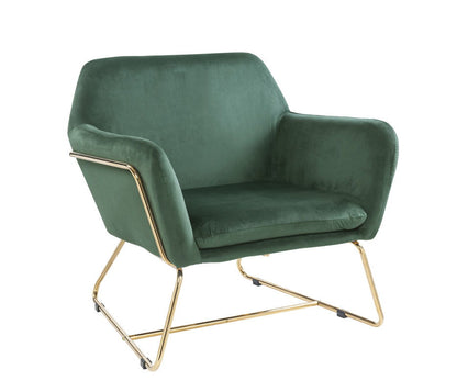 Keira Accent Chair with emerald green velvet upholstery and gold metal base HouseOfZazla on Tampa Home & Garden Store