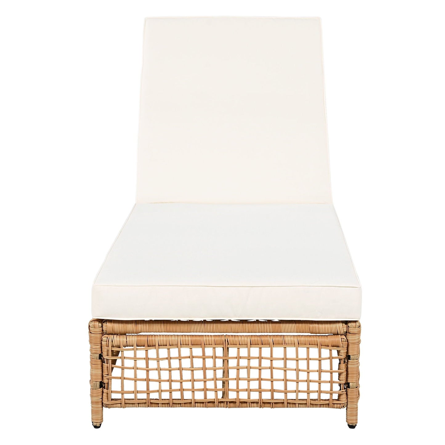 Outdoor lounge chair with 5pos backrest and white cushion on wicker sunlounger by HouseOfZazla on Tampa Home & Garden Store