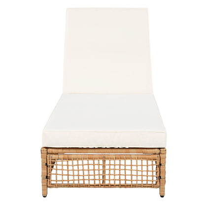 Outdoor lounge chair with 5pos backrest and white cushion on wicker sunlounger by HouseOfZazla on Tampa Home & Garden Store