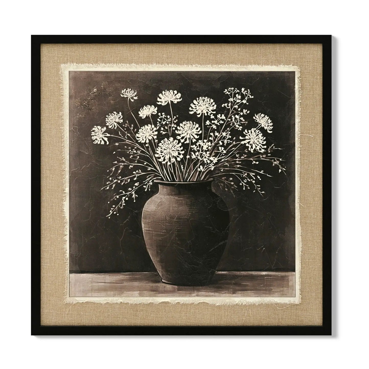 Framed print Artistic Path Abstract Flower Bouquet AncientWhite with black frame on Tampa Home & Garden Store