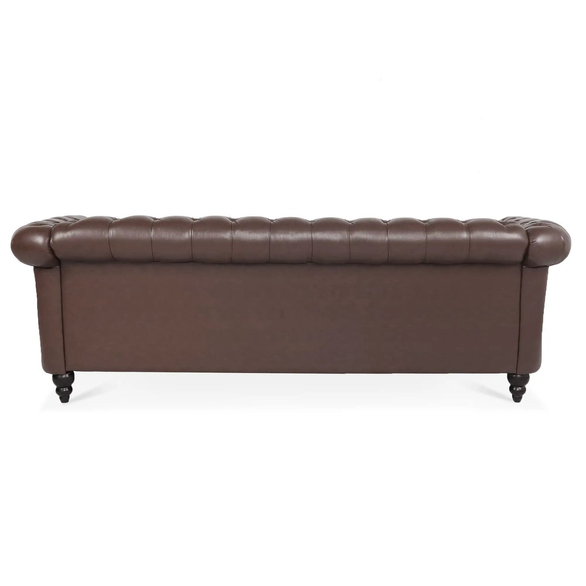 Rolled Arm Chesterfield 3 Seater Sofa brown leather tufted back arms Unique Piece Furniture on Tampa Home & Garden Store