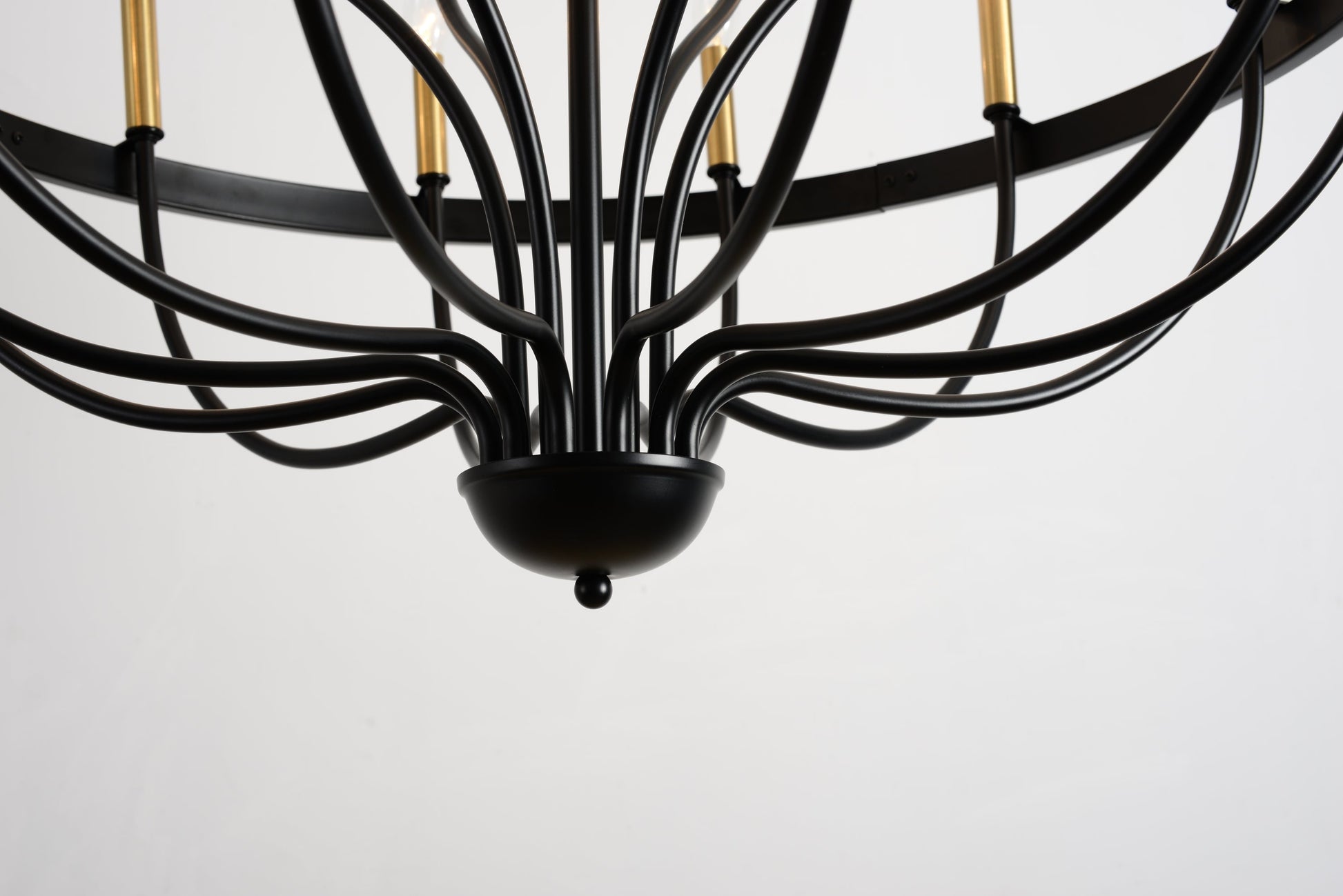 15-light industrial iron chandelier black with gold accents modern farmhouse pendant light on Tampa Home & Garden Store