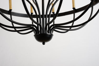 15-light industrial iron chandelier black with gold accents modern farmhouse pendant light on Tampa Home & Garden Store