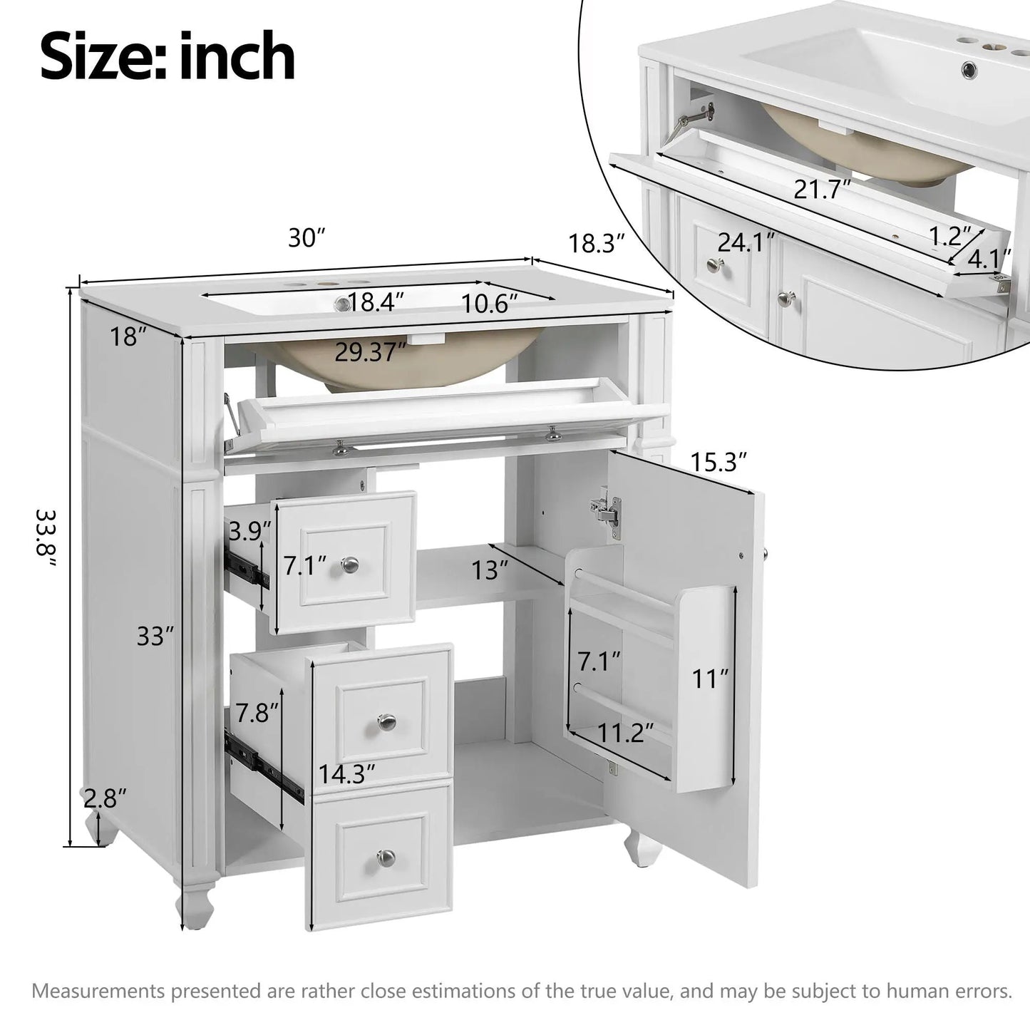 Bathroom Vanity with Sink and Soft Close Doors