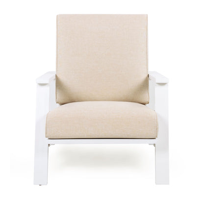 HouseOfZazla outdoor patio lounge chair set of 2 with beige cushions and white frames on Tampa Home & Garden Store