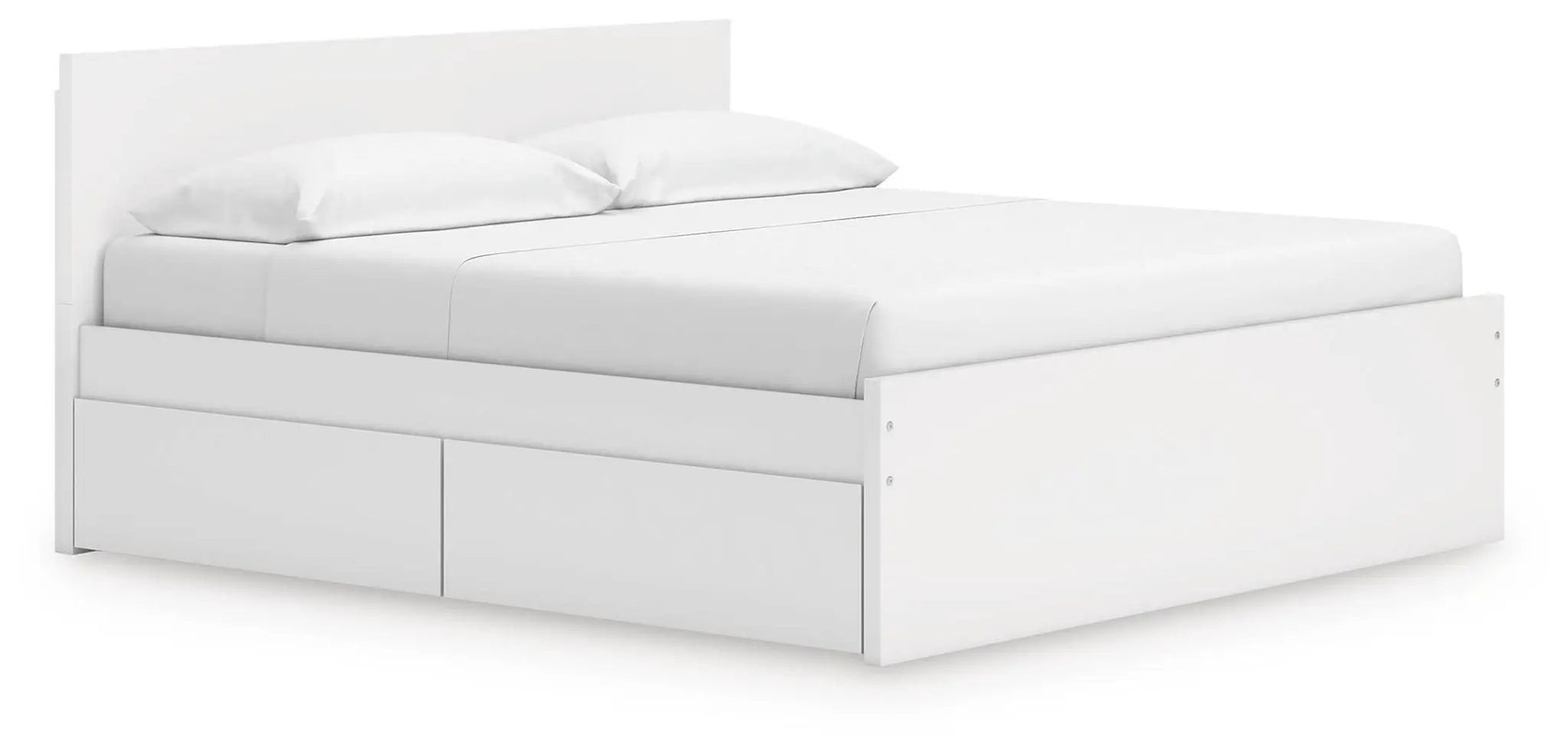 Onita panel platform bed with built-in under-bed storage drawers, white finish on Tampa Home & Garden Store