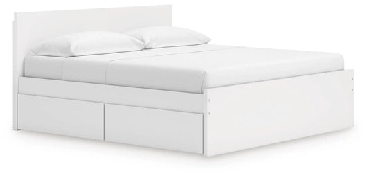 Onita panel platform bed with built-in under-bed storage drawers, white finish on Tampa Home & Garden Store