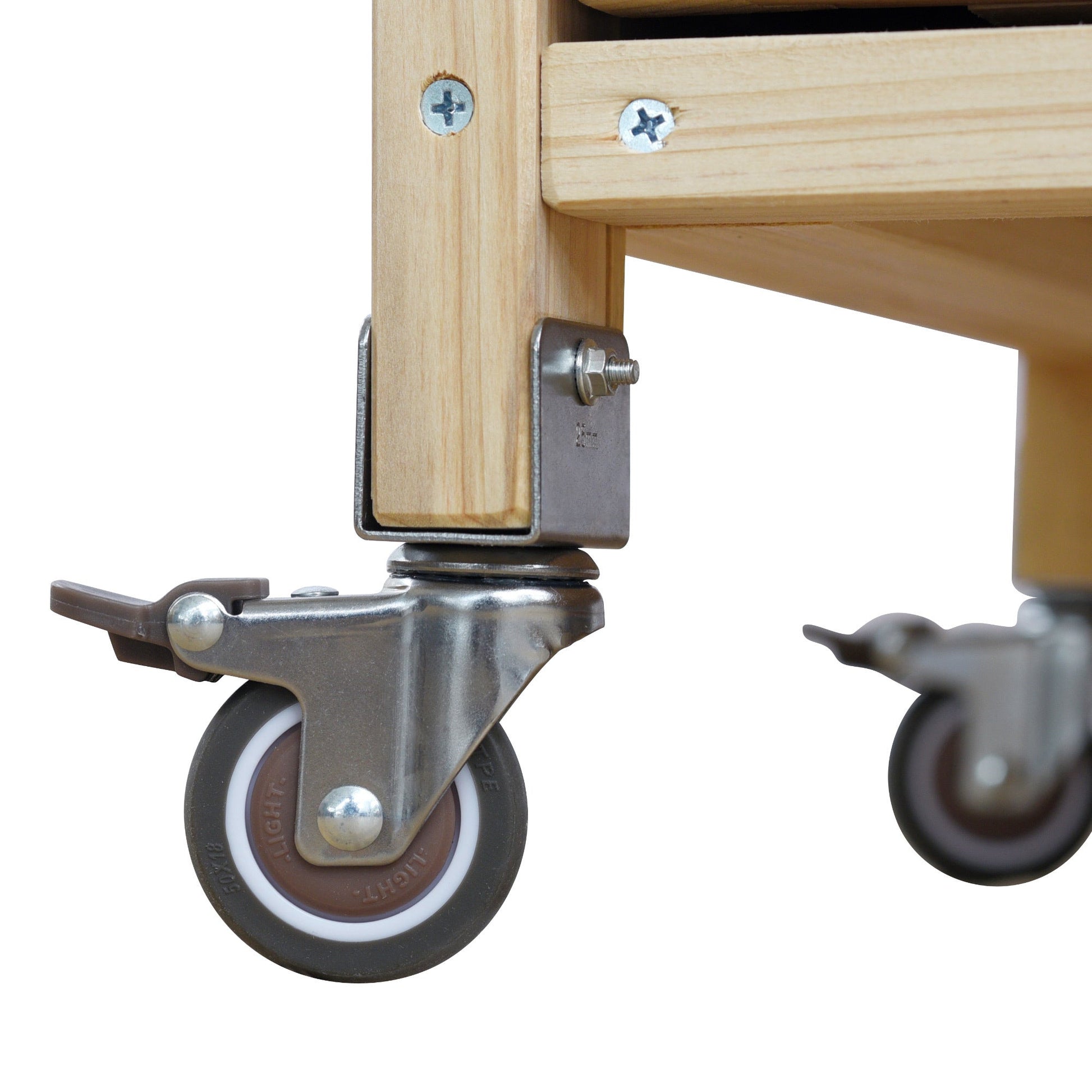 K&K Outdoor Kitchen Island rolling bar cart wooden frame with metal caster wheels on Tampa Home & Garden Store