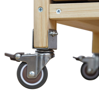 K&K Outdoor Kitchen Island rolling bar cart wooden frame with metal caster wheels on Tampa Home & Garden Store