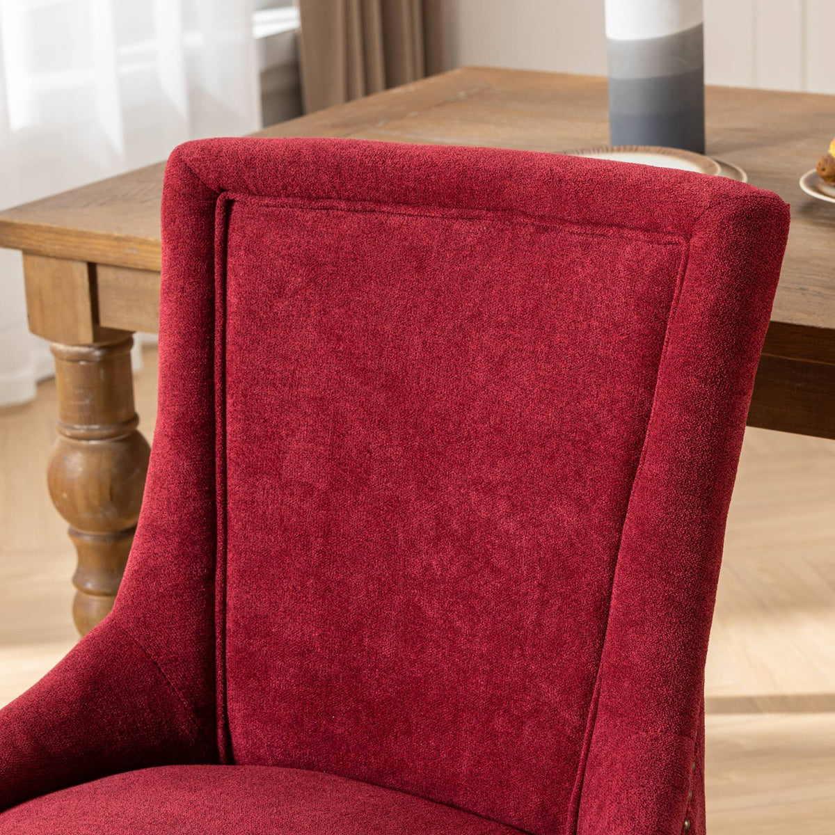Ultra Side Dining Chair Set red velvet upholstery with solid wood legs on Tampa Home & Garden Store
