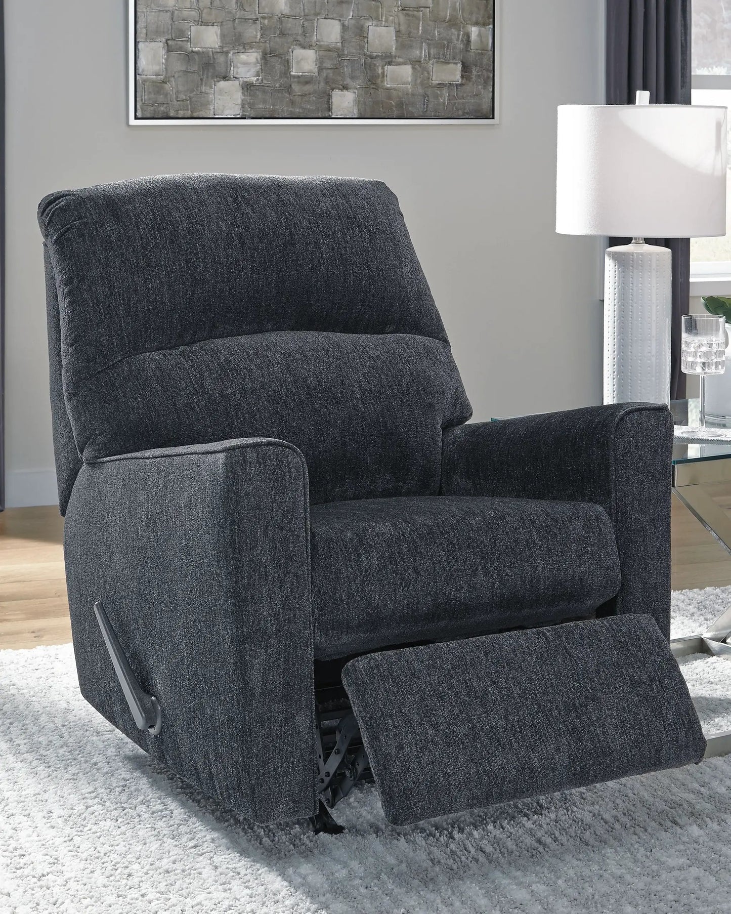 Altari Rocker Recliner charcoal gray textured fabric by Unique Piece Furniture on Tampa Home & Garden Store