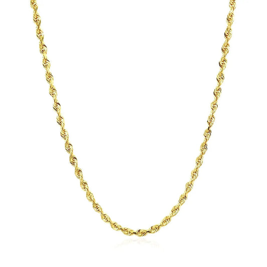 2.5mm 14k yellow gold solid diamond-cut rope chain necklace, twisted texture by Bids.com on Tampa Home & Garden Store