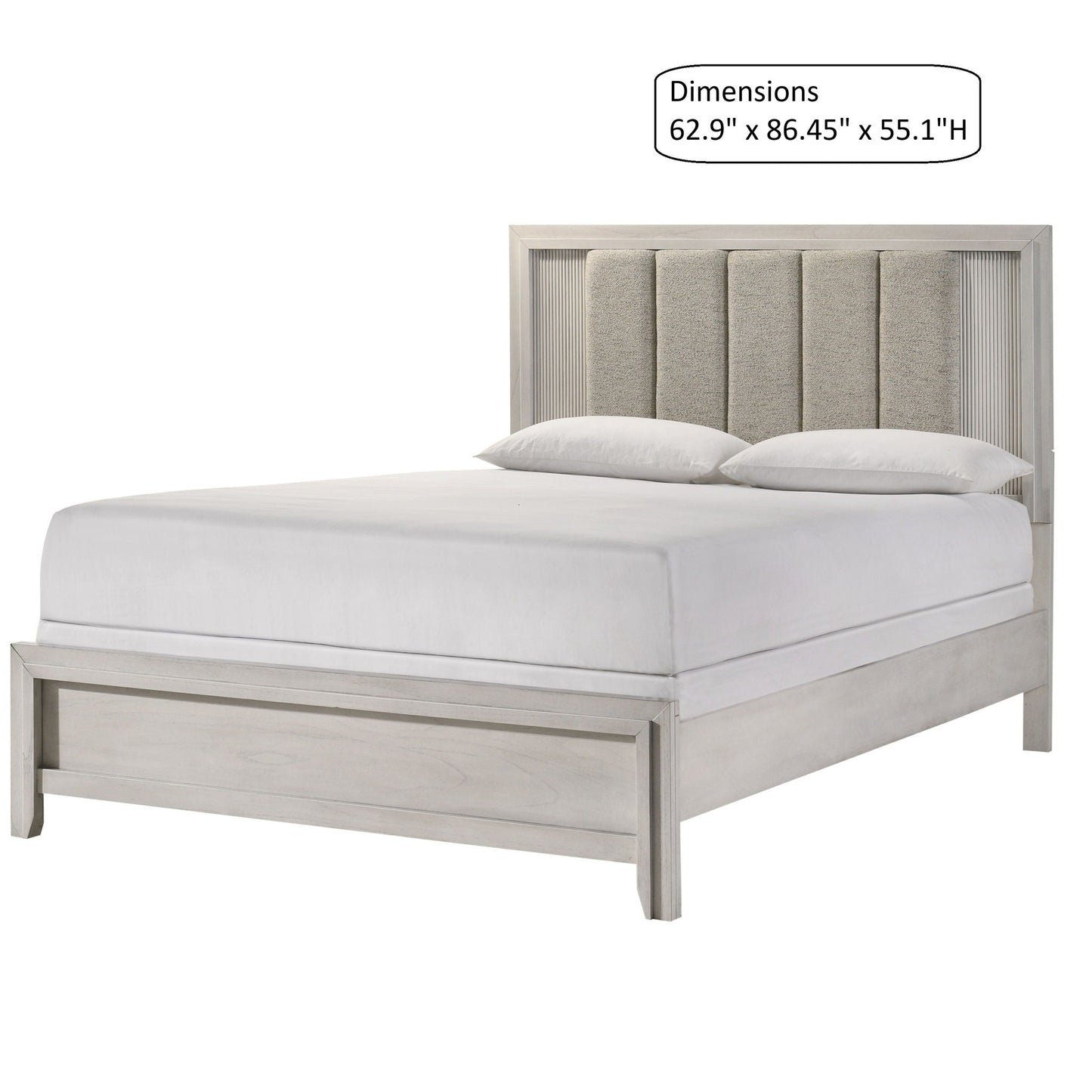 Plush Upholstered Headboard Framed Bed by HouseOfZazla with silver-gray padded panels on Tampa Home & Garden Store