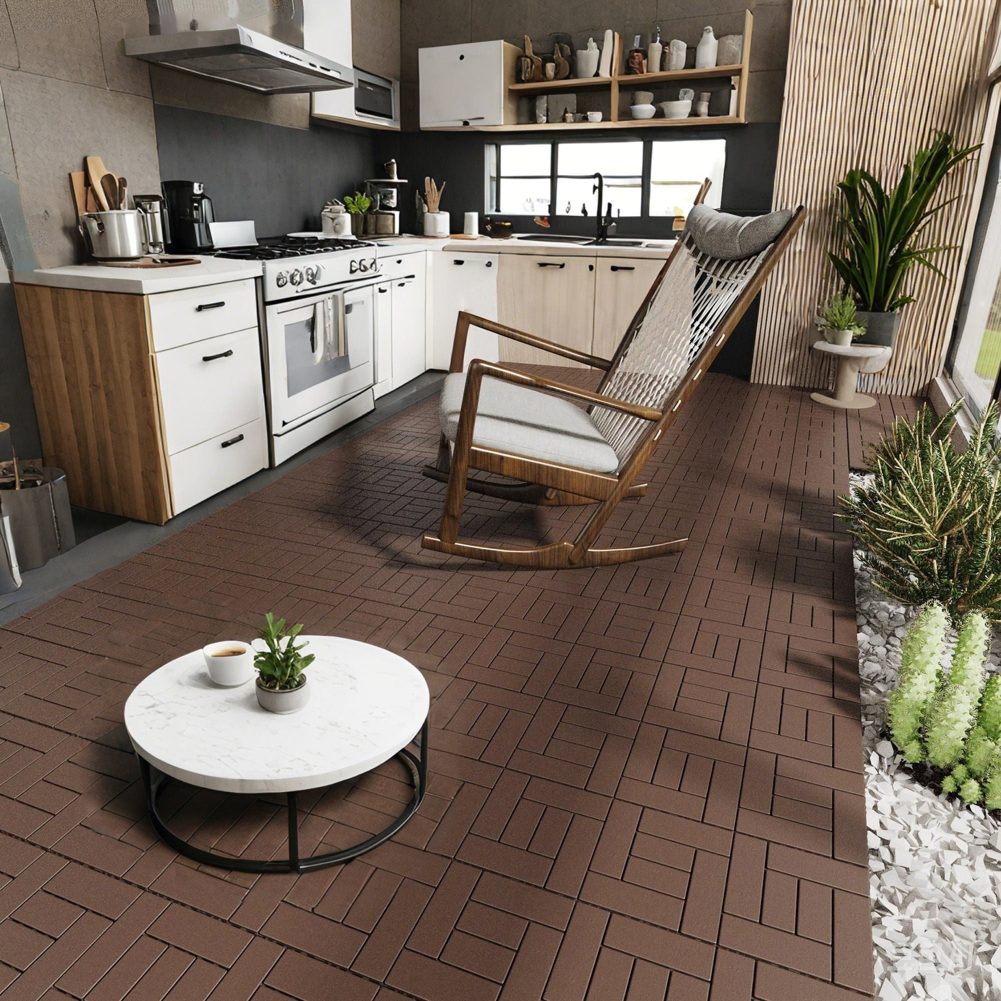 Deck Tiles interlocking brown flooring for outdoor and indoor use easy install on Tampa Home & Garden Store