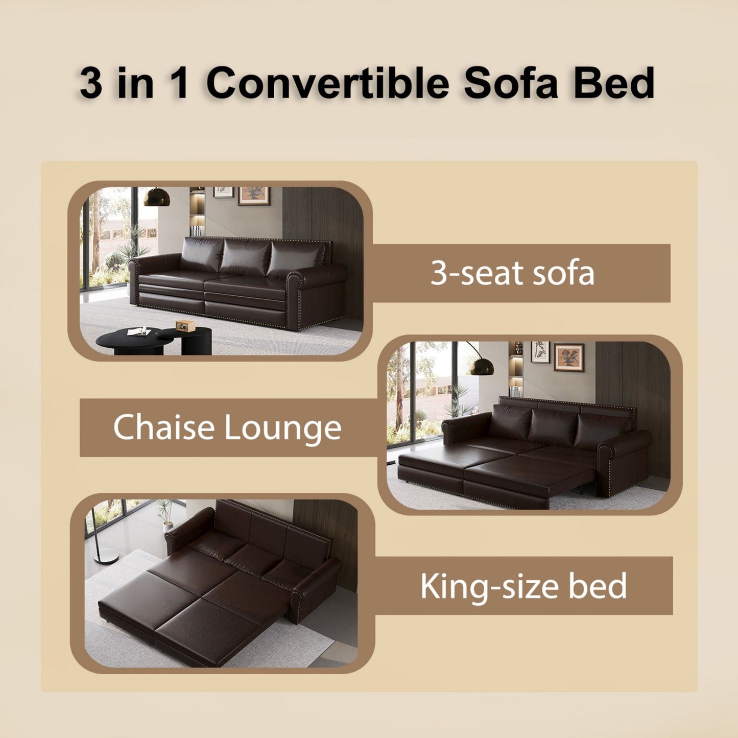 3 In 1 Convertible Sleeper and King Lounger