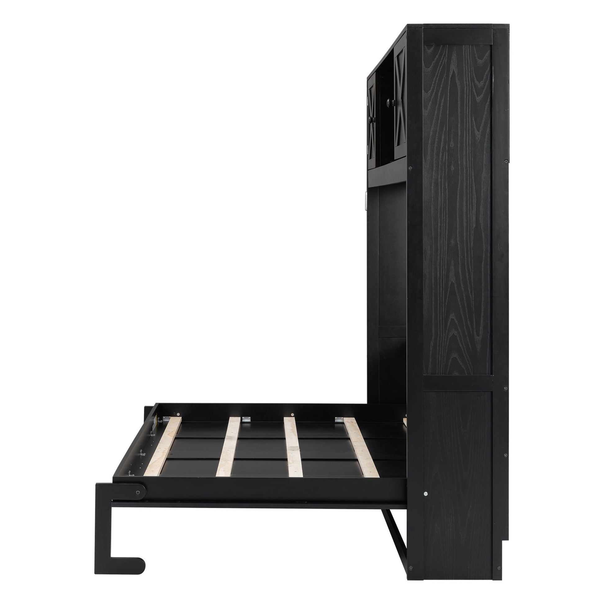 Murphy bed with storage cabinets in black wood finish featuring X-panel doors by HouseOfZazla on Tampa Home & Garden Store