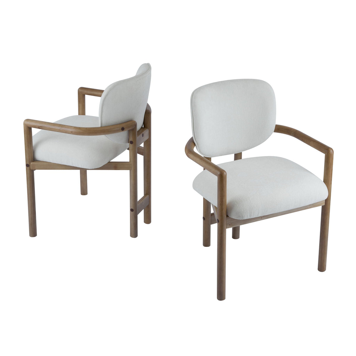 Upholstered arm dining chairs set of 2 in light gray fabric with wood frames by HouseOfZazla on Tampa Home & Garden Store