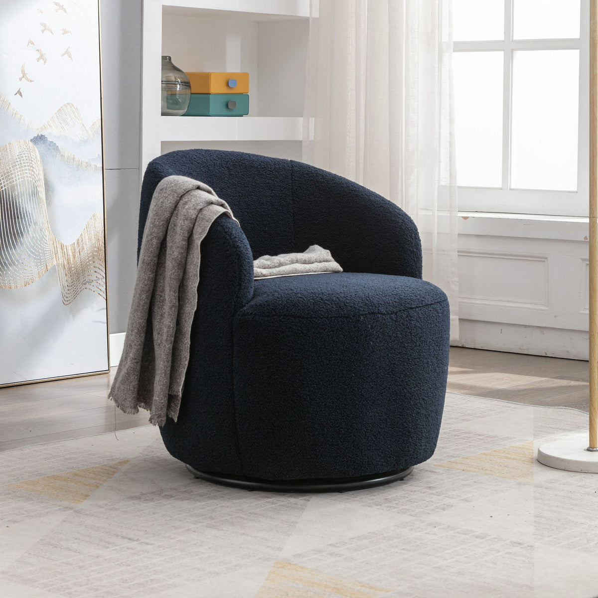 Teddy Fabric and Swivel Barrel Accent Chair