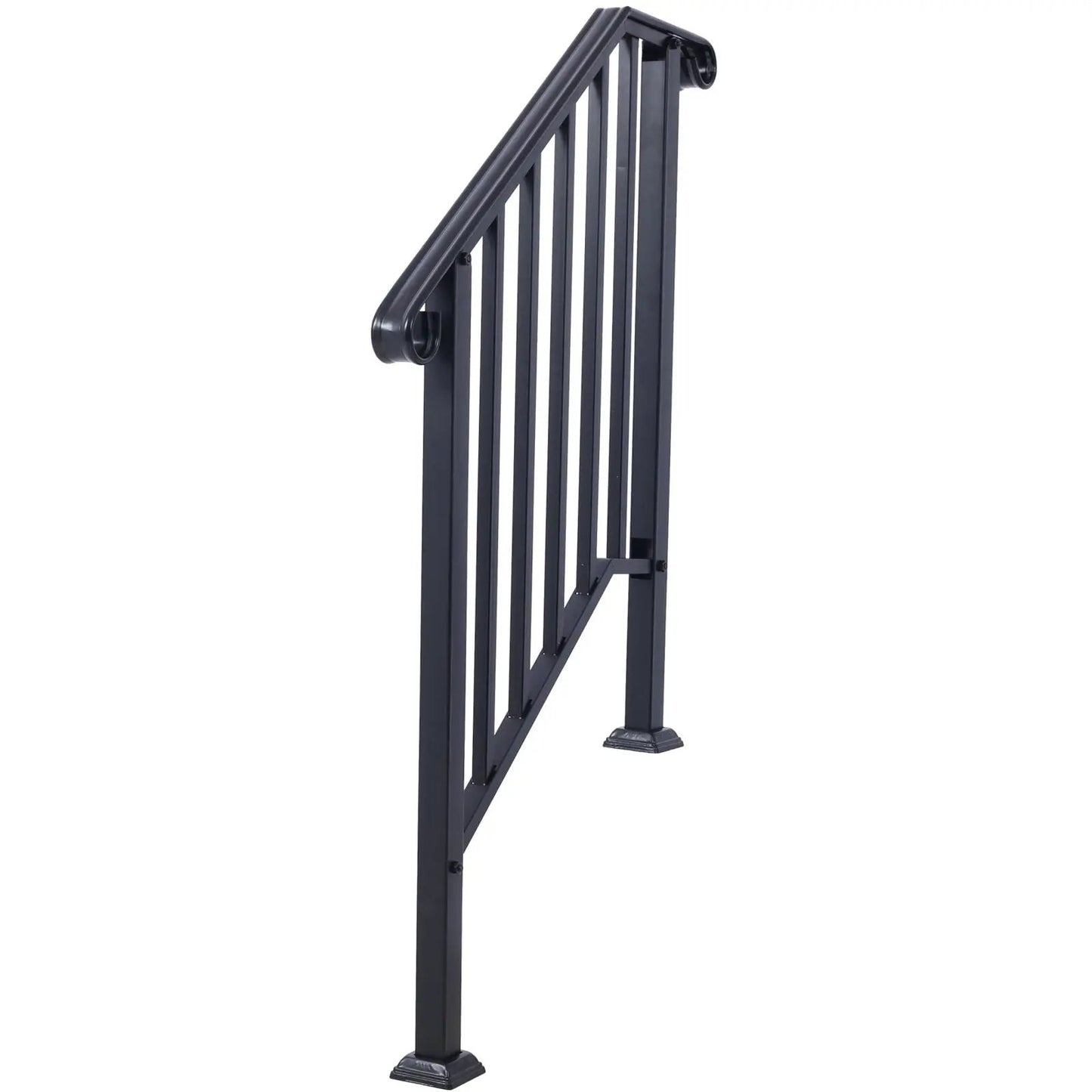 Wrought iron outdoor stair handrail panel for 2-3 steps, black finish on Tampa Home & Garden Store