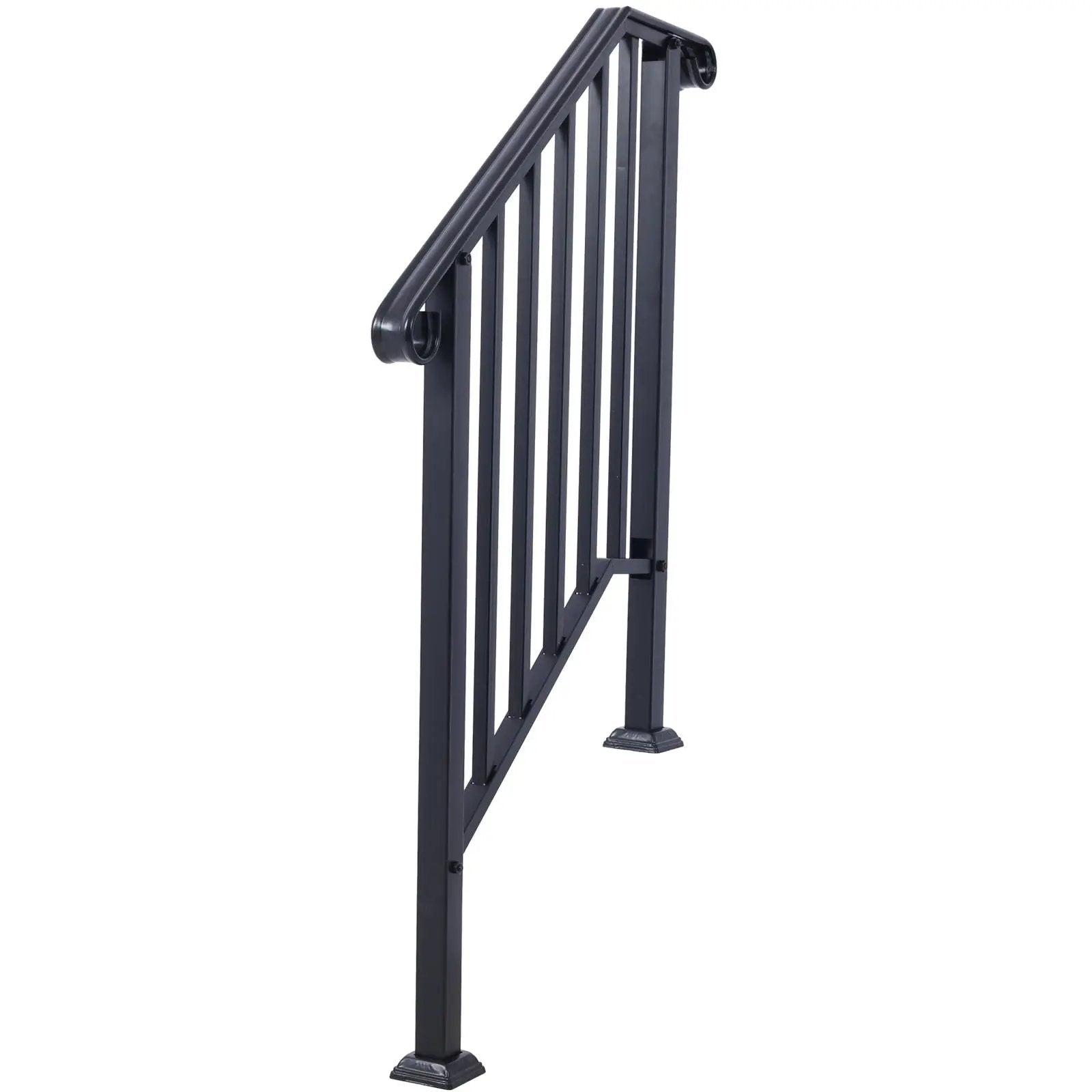 Wrought iron outdoor stair handrail panel for 2-3 steps, black finish on Tampa Home & Garden Store