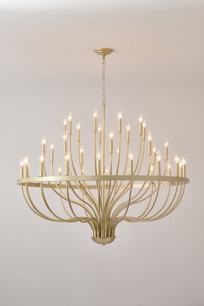 36-Light Gold Industrial Iron Candle Chandelier with curved arms by HouseOfZazla on Tampa Home & Garden Store
