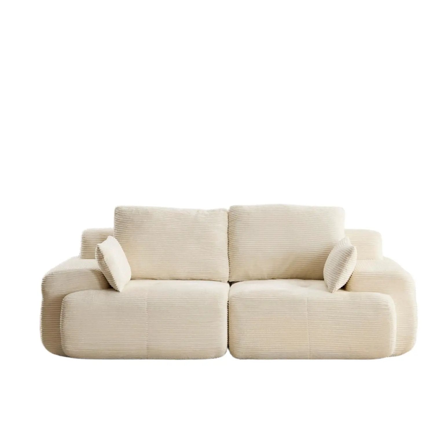Beige corduroy 2-seat large sectional sofa with plush cushions on Tampa Home & Garden Store