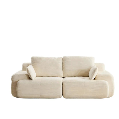 Beige corduroy 2-seat large sectional sofa with plush cushions on Tampa Home & Garden Store