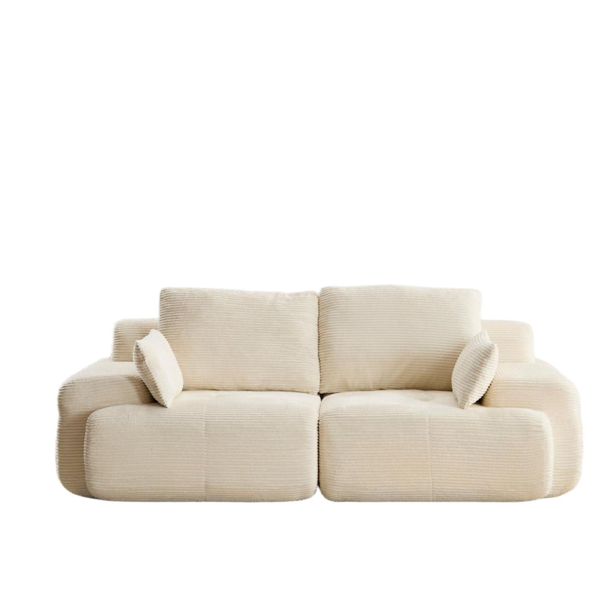 2 Seater large sectional couch in beige fabric with memory foam padding by HouseOfZazla on Tampa Home & Garden Store