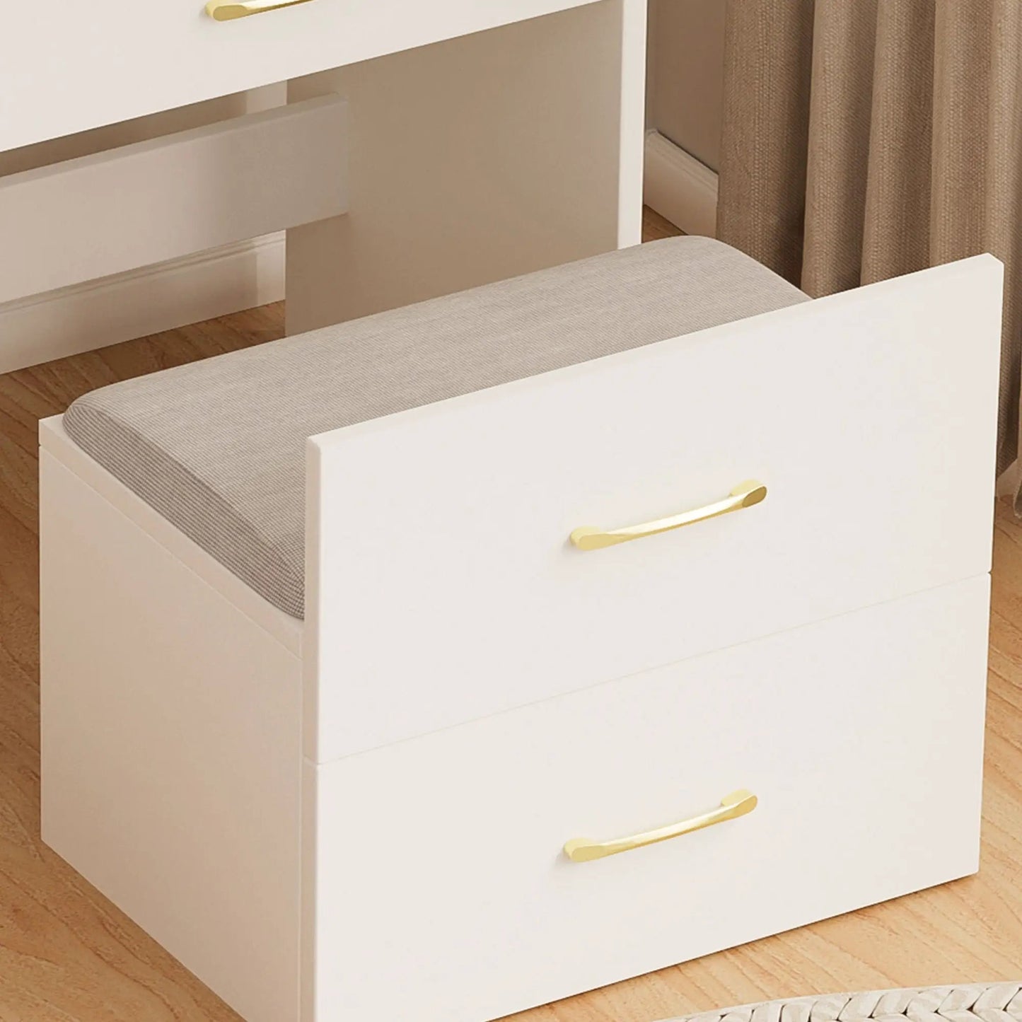 Compact 3 in 1 Vanity Desk with Open Mirror