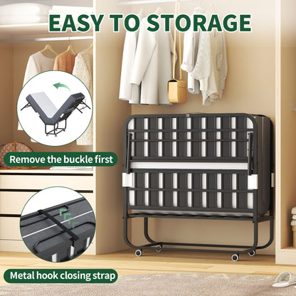 Wide Folding Rollaway Bed and Memory Foam