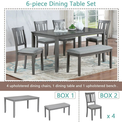 6-piece dining set with gray table and 4 upholstered chairs by Unique Piece Furniture on Tampa Home & Garden Store